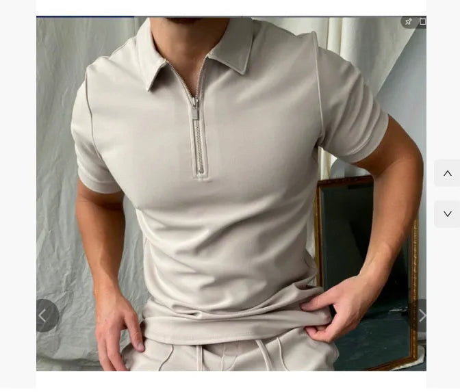 Men's casual short sleeve digital print POLO shirt in navy blue, loose fit polyester, front view