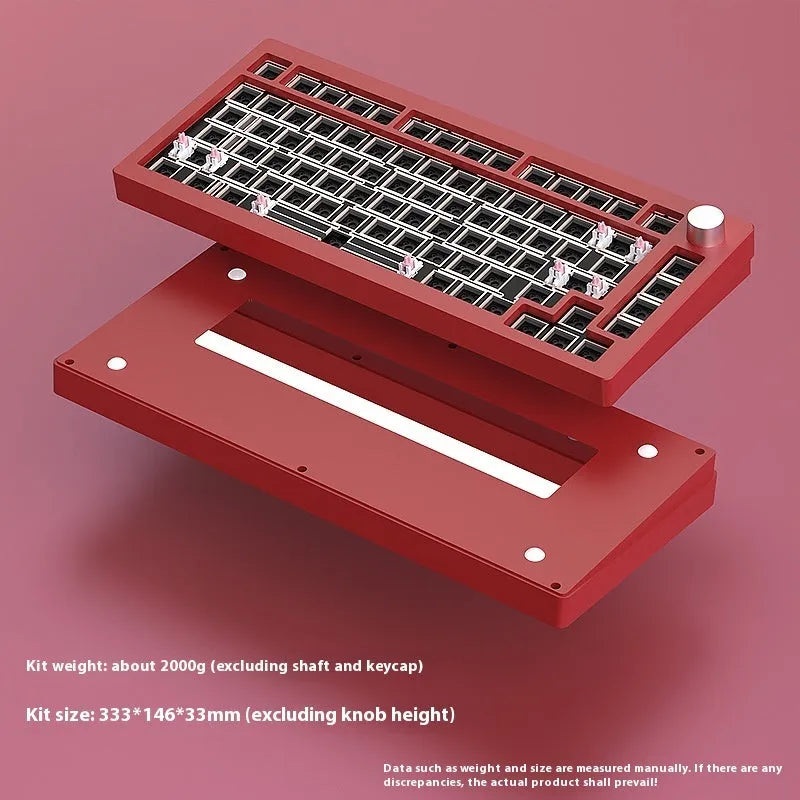 Heiji Snake mechanical keyboard kit with aluminum case showing key puller, switch puller, USB receiver, and data cable