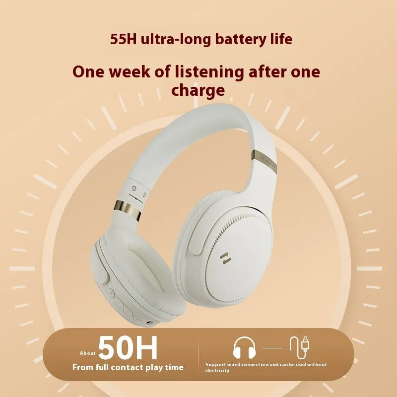 Black and cream wireless Bluetooth gaming headset with over-ear design and noise reduction