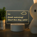 Heart-shaped LED light note board with USB warm yellow illumination on a desk