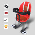 High carbon steel front safety seat for a child's battery scooter in black, red, or white.
