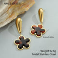 Tortoiseshell resin Hawksbill colour earrings in heart or flower shape made from 18K stainless steel.