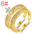 Creative Horse Eye Zircon simple pattern couple ring set for women, copper, electroplated, geometric shape, sizes 6-9