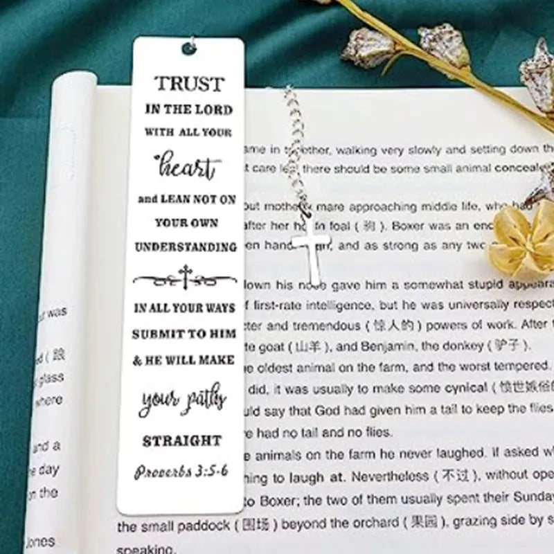 Stainless steel bookmark with engraved Bible verse design in CF-S5170 steel colour