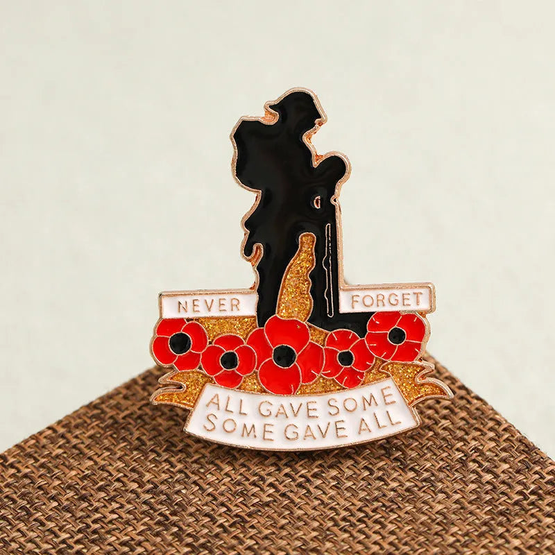Alloy British Legion soldier cowboy backpack lapel pin badge with geometric auspicious pattern in cold style finish