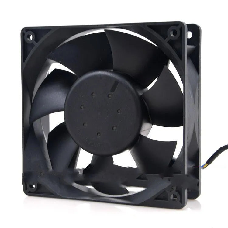 Delta AFC1212DE 120mm 12V PWM cooling fan with 4-wire lead, PBT glass fibre frame, and double ball bearing