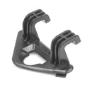 Single black ABS plastic trunk lid hook for Tesla Model Y on dark surface