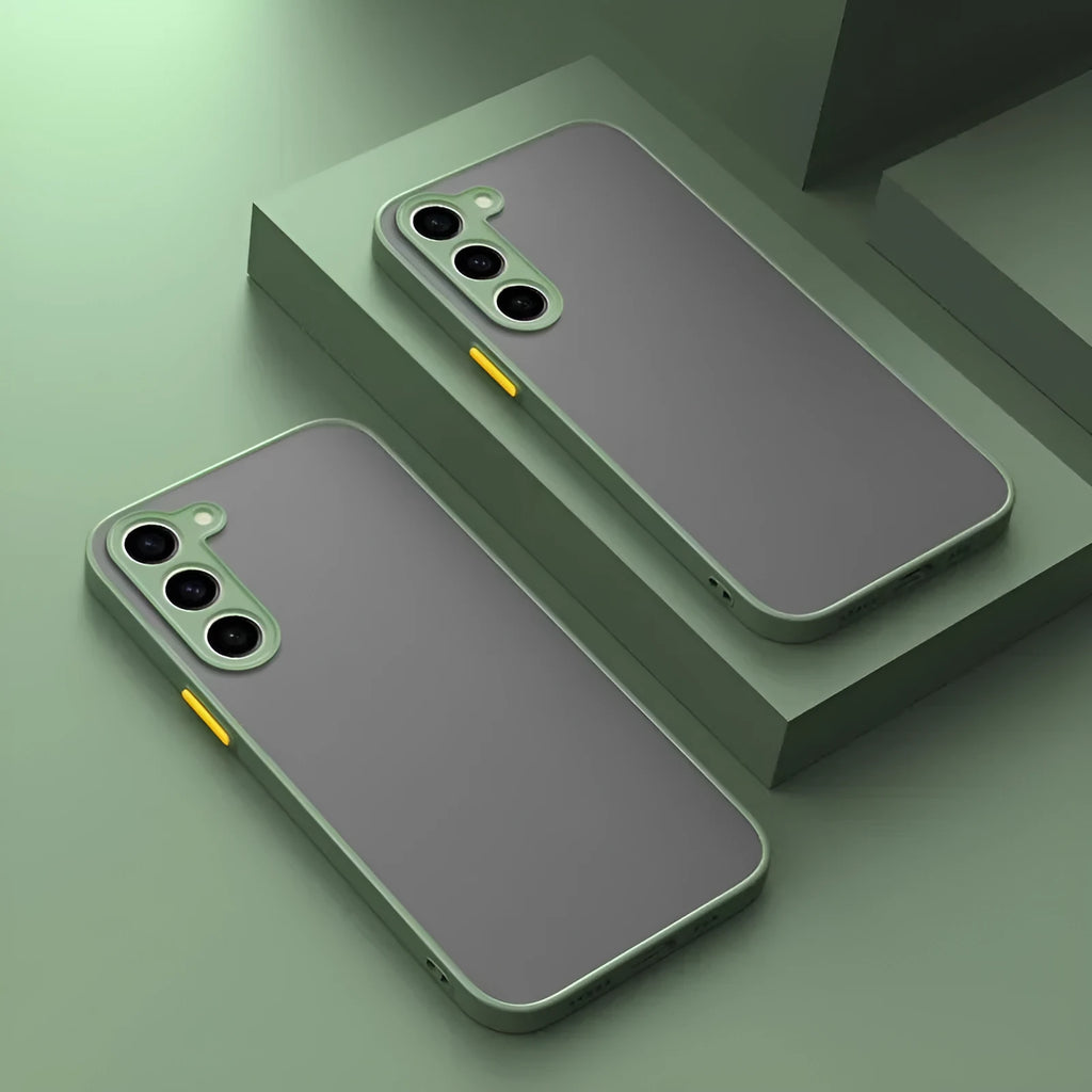 Samsung silicone frosted back cover case in black with contrast colour design for Galaxy S23 series