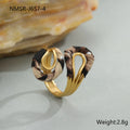 Leopard Series stainless steel open mouth ring with heart, star, and geometric shapes in adjustable free size