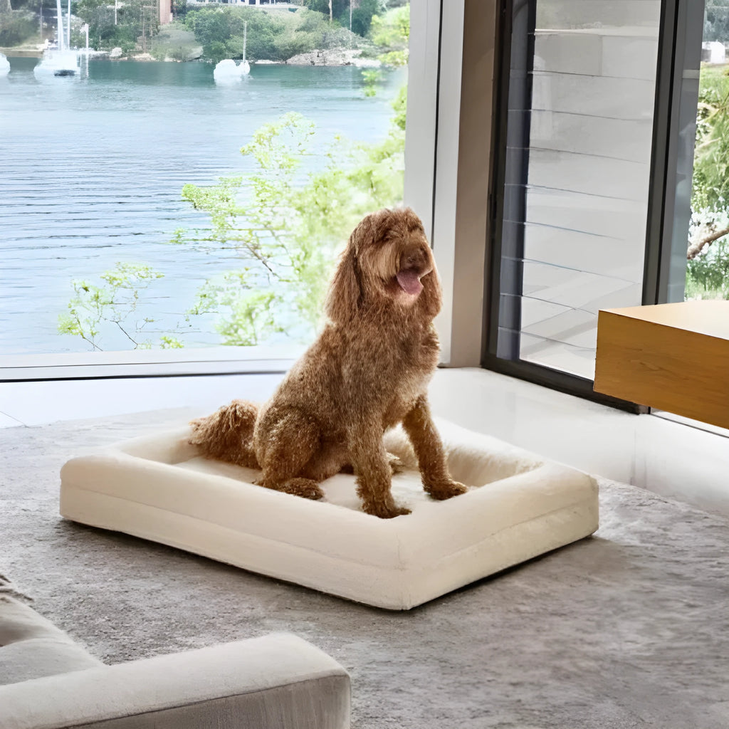 Rectangular pet sofa bed with thickened mattress and cloth cover for dogs, available in multiple sizes and colours