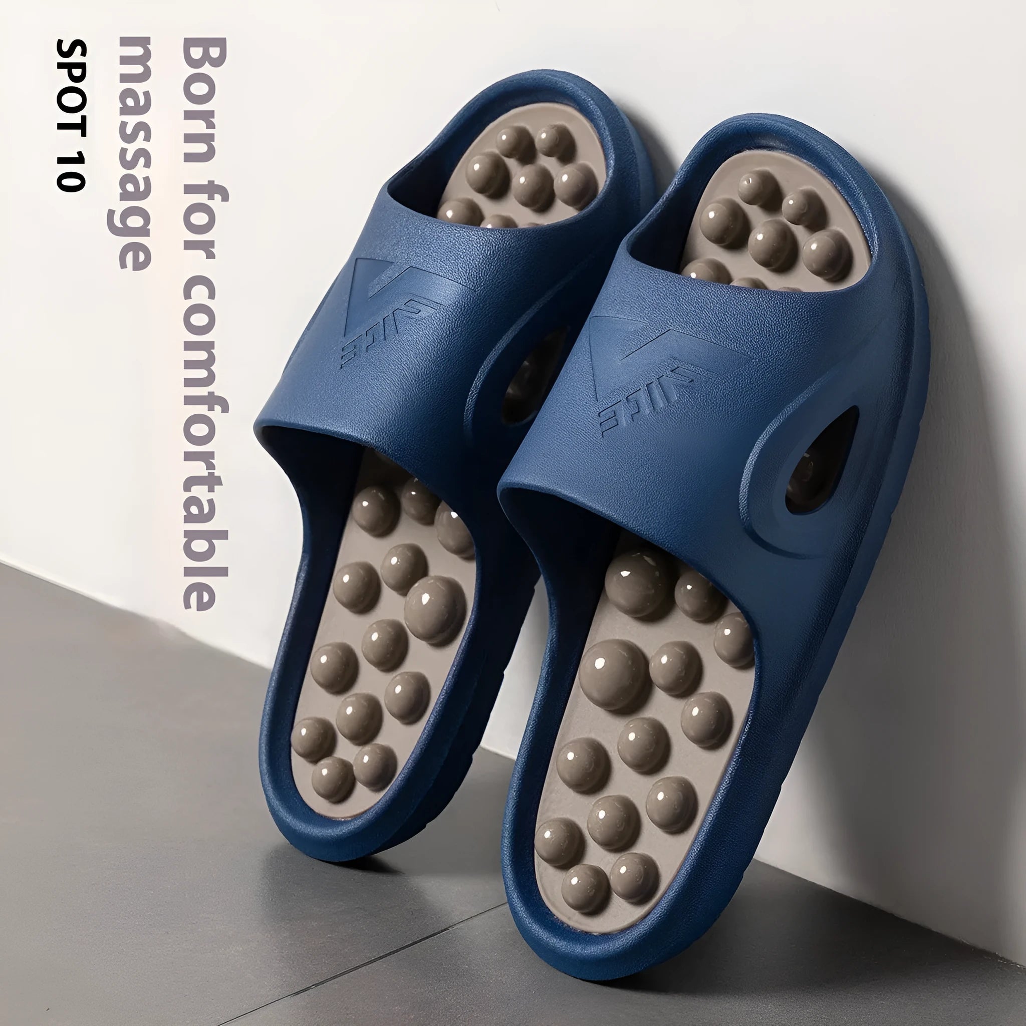 Non-slip PVC ball massage sandals with grape-particle nodes for bathroom use, purple colour