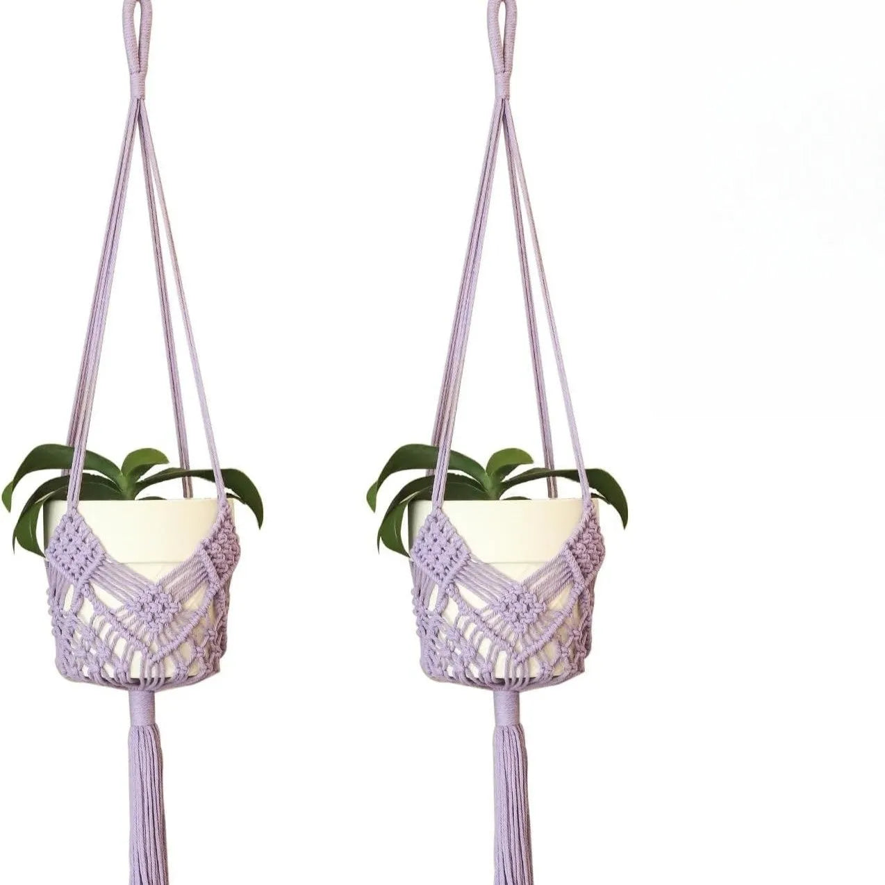 Hand-woven flower pot with net pocket extension cord in various colour options
