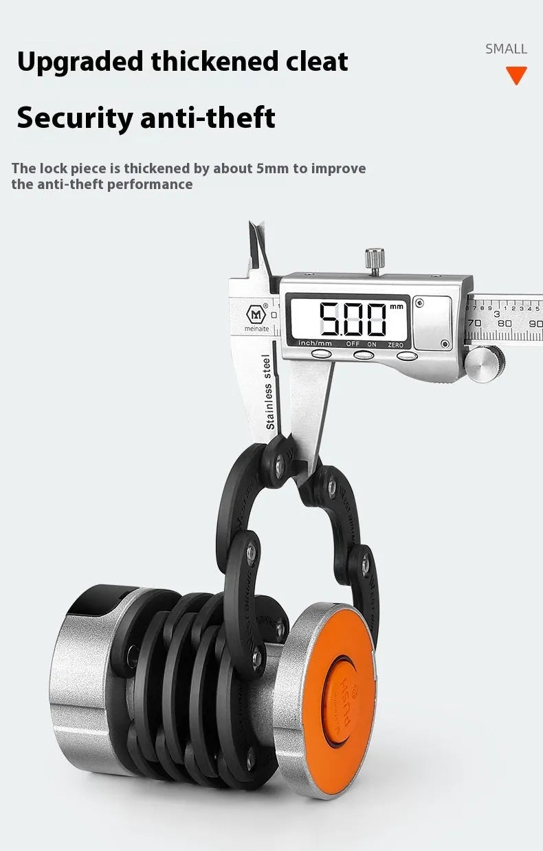 Black bicycle fliplock password anti-theft folding lock for mountain bikes and electric cars.