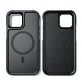 Black shatterproof magnetic phone case for iPhone 12 and 13 series with PC+TPU construction