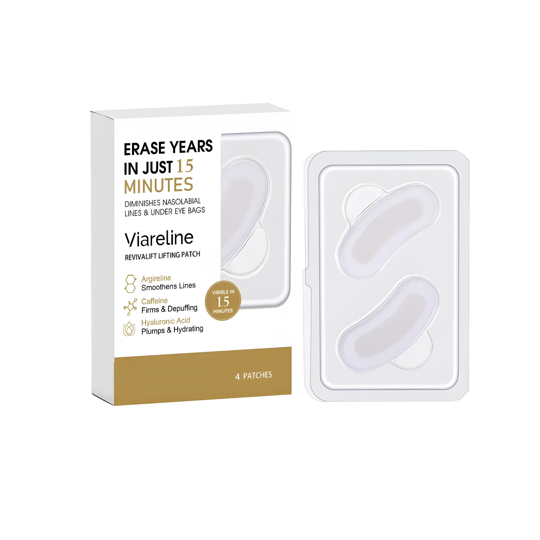Anti wrinkle eye microneedle patch with peptide and caffeine in hydrogel form for under eye treatment
