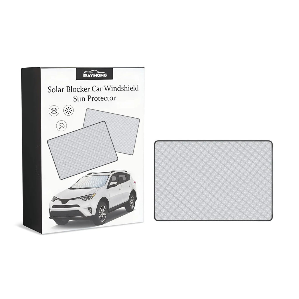 Front car windscreen aluminium film frost cover measuring 140 by 95 cm with reflective surface