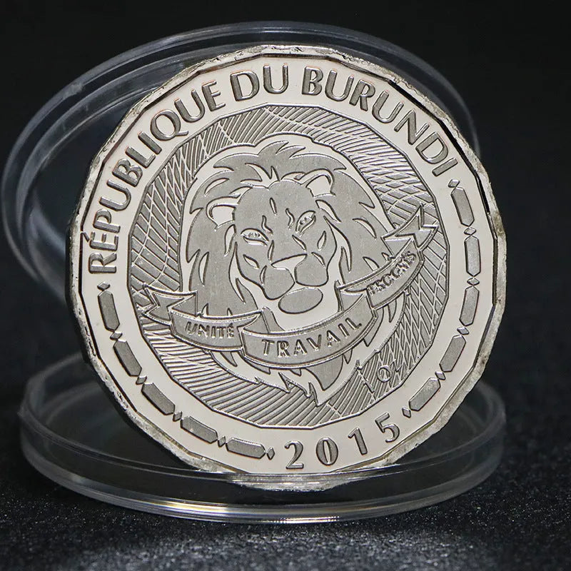 Africa Tropical Fish Commemorative Coin Set 8pcs Silver Plated Steel Core 40x3mm Acrylic Box
