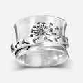 Silver electroplated rotatable flower ring in European and American style design