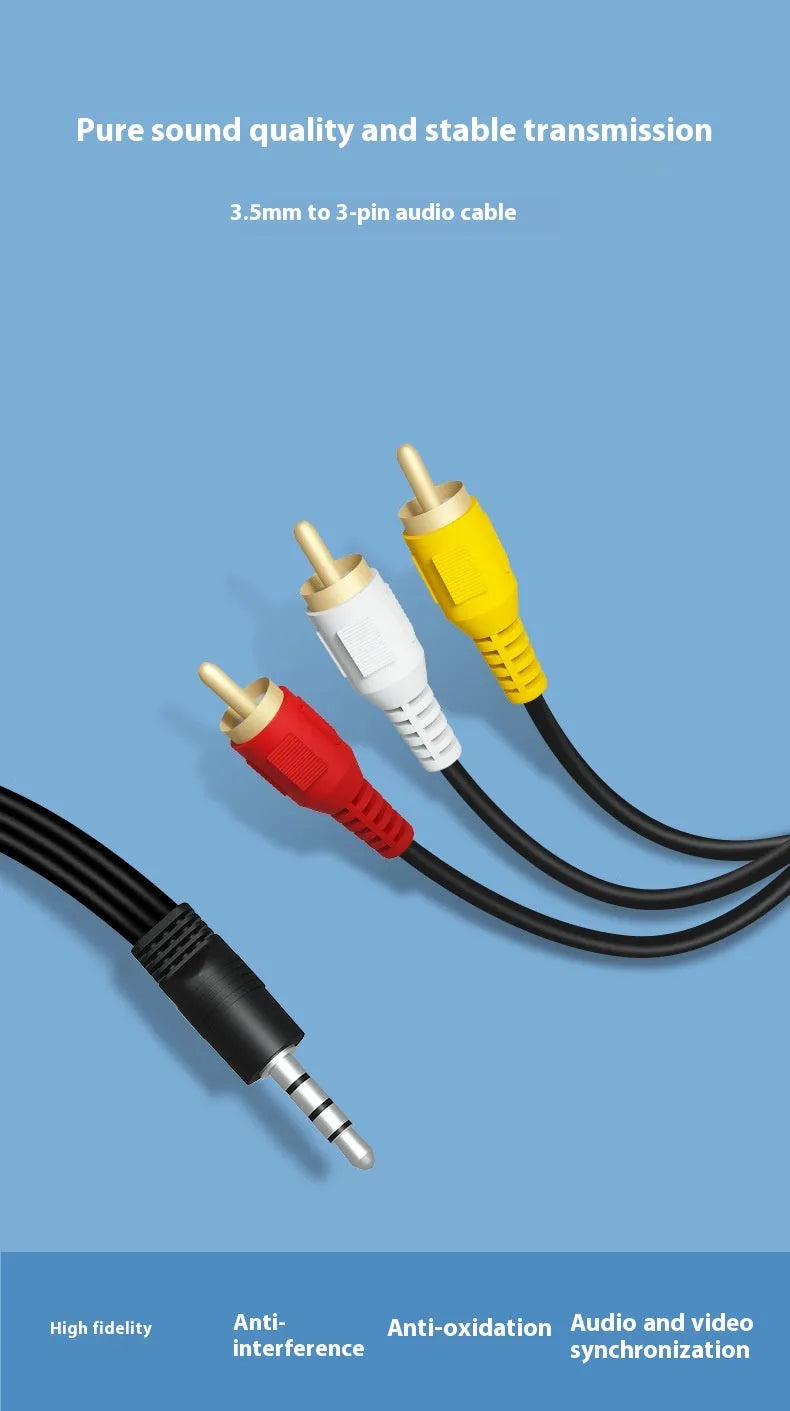 Lotus head audio video cable for TV set-top box to speaker connection, multiple lengths available
