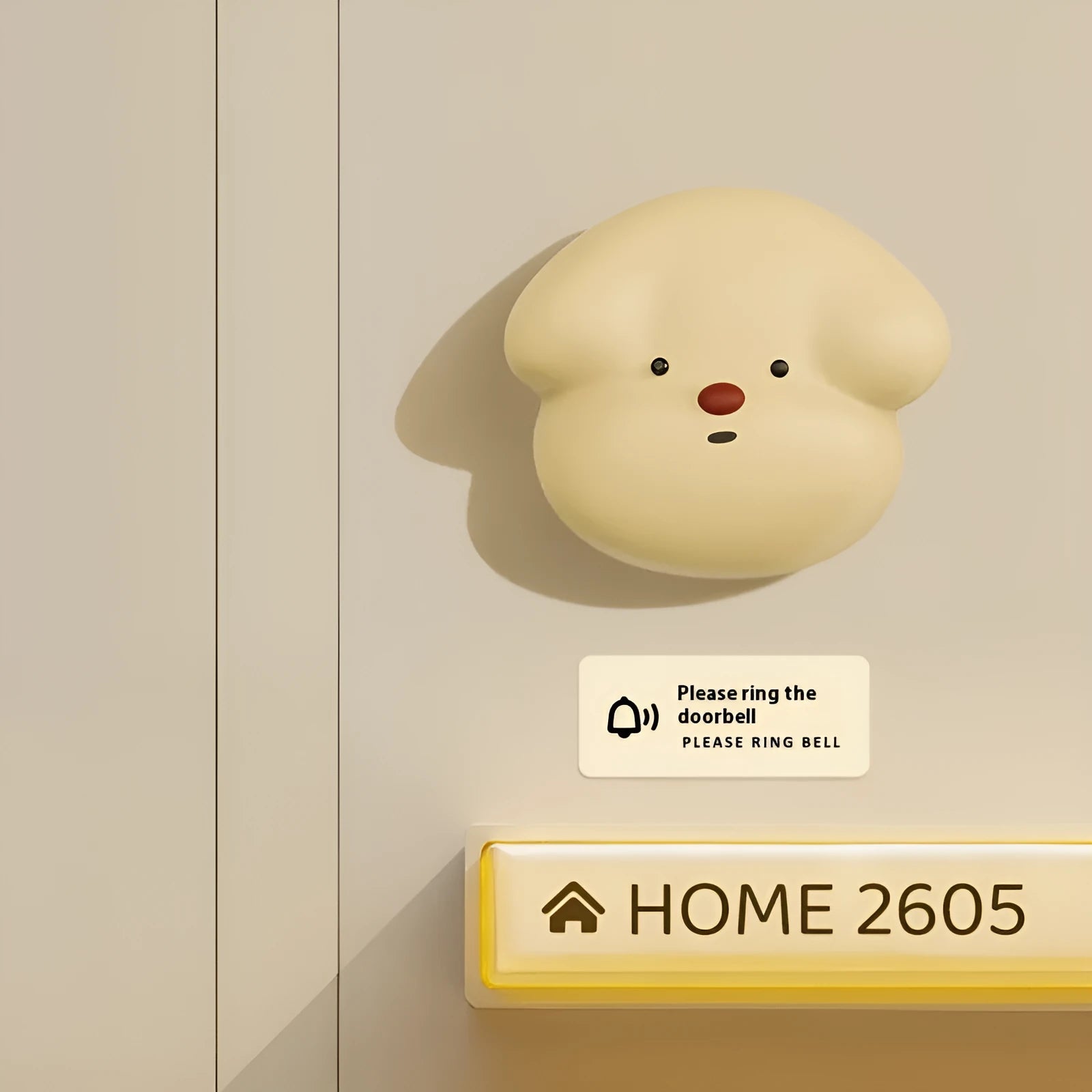 Wireless plug-in doorbell in milky yellow or white with self-generating battery-free technology
