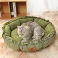Grey reversible donut pet bed with raised bolster edge for cats or small dogs