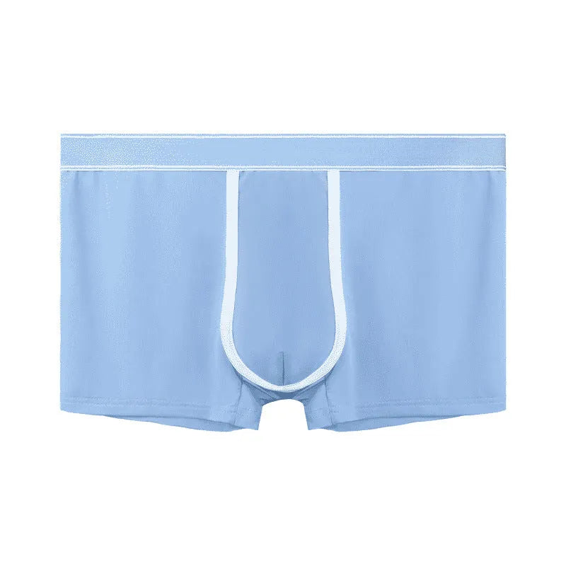 Men's ice silk ultra thin transparent sports underwear in black, white, sapphire blue, medium green, smalt, and gray