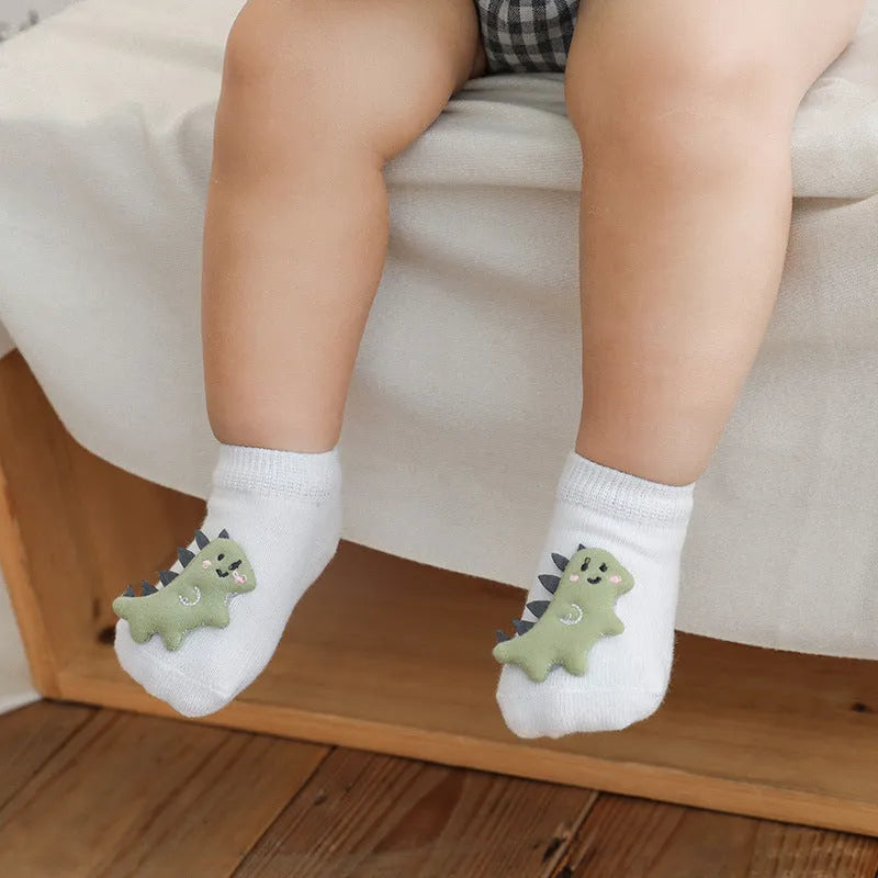 Children's cotton non-slip cartoon socks in hedgehog design on white background