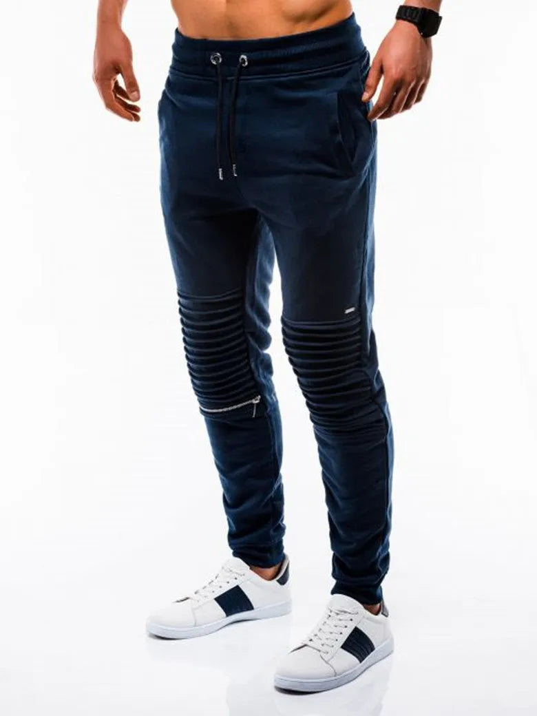 Men's cotton blended straight-leg casual trousers in gray, black, navy blue, and army green