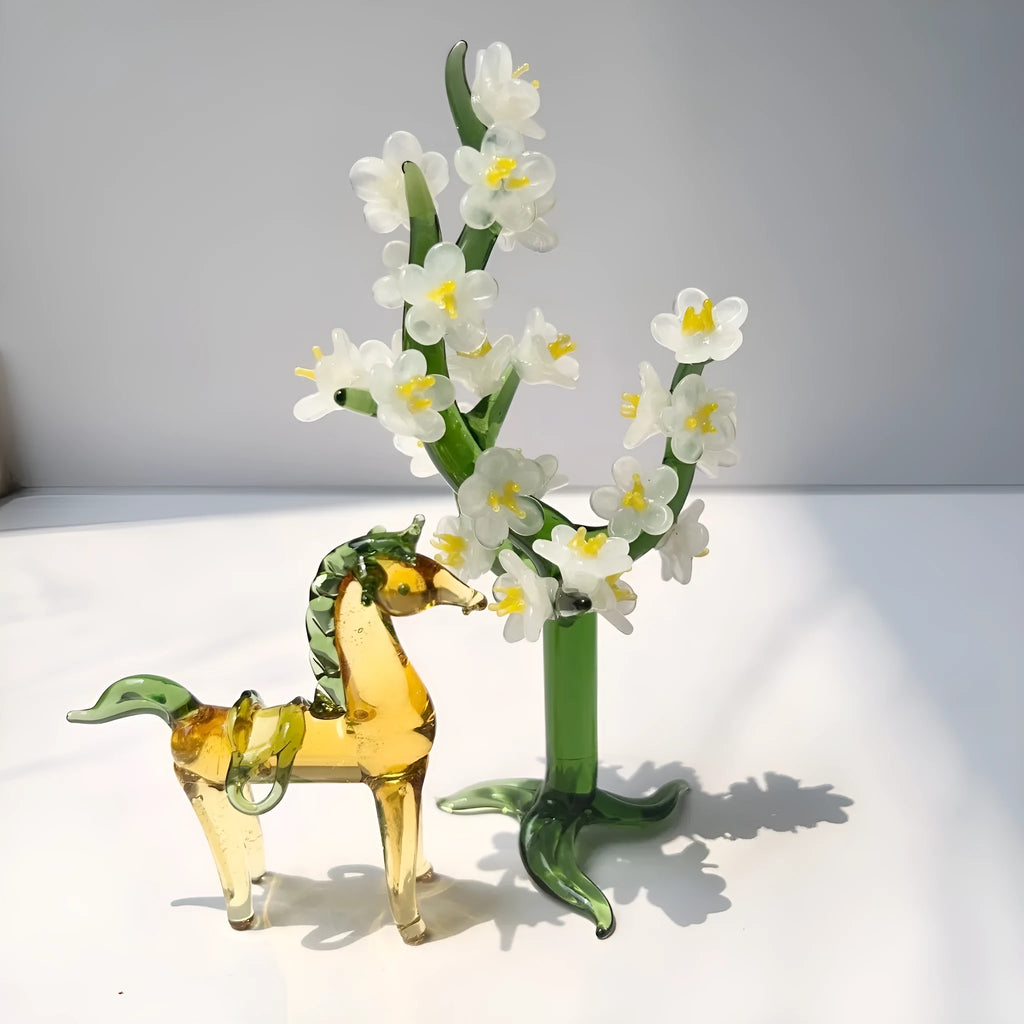 Handcrafted glazed horse figurine office decoration in modern minimalist style