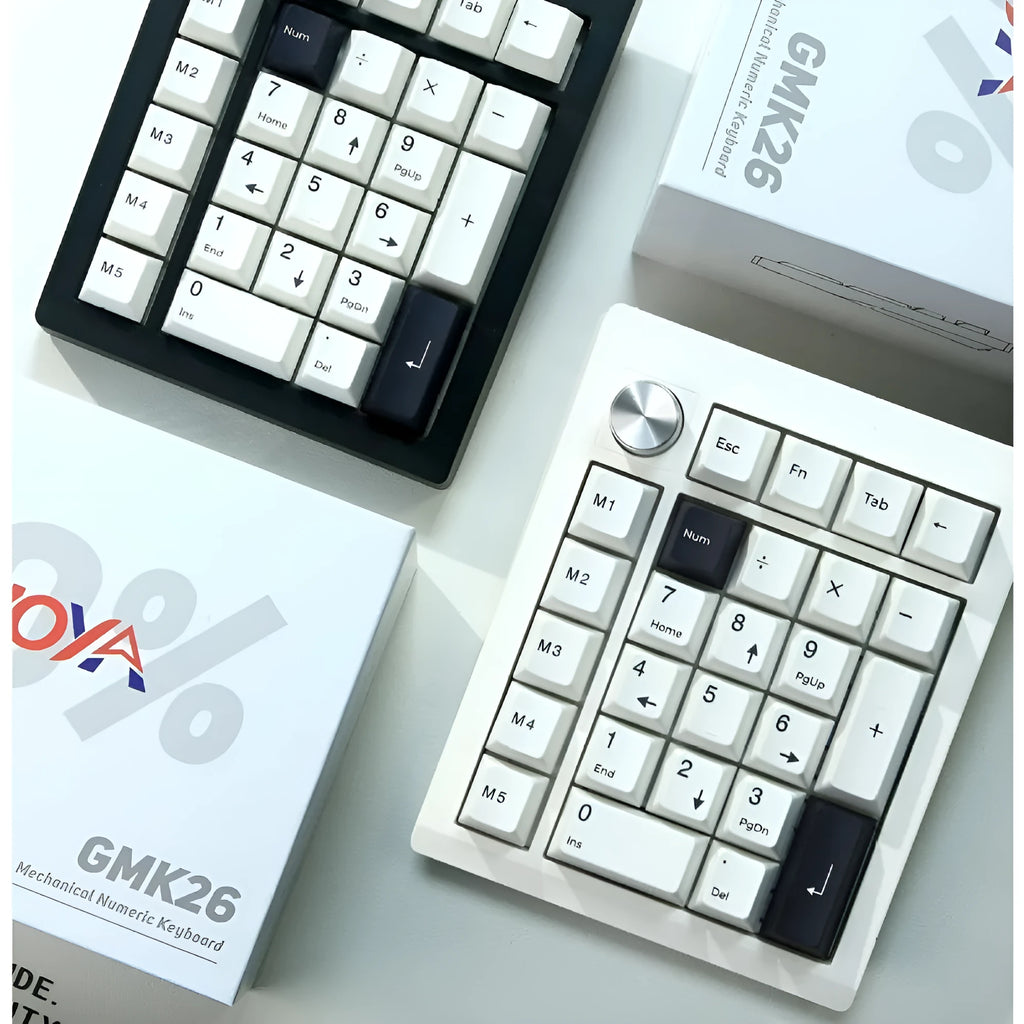Wireless mechanical Bluetooth keyboard with numeric keypad in black and white colour options
