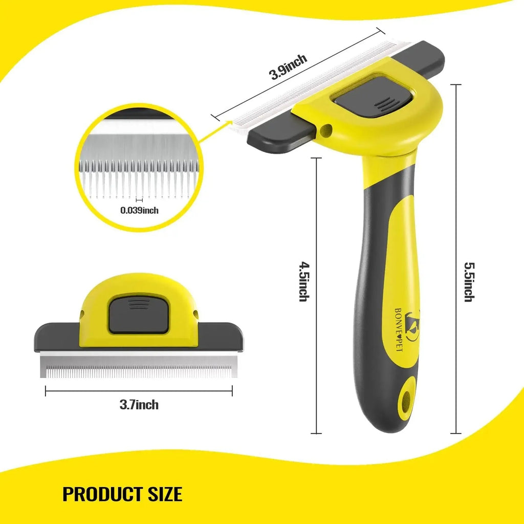 Blue pet grooming comb with stainless steel teeth for dog hair removal and knot untying