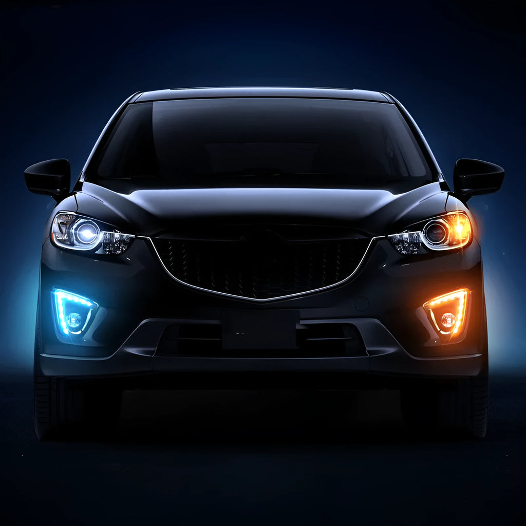 Pair of electroplated LED daytime running light units for Mazda CX-5.