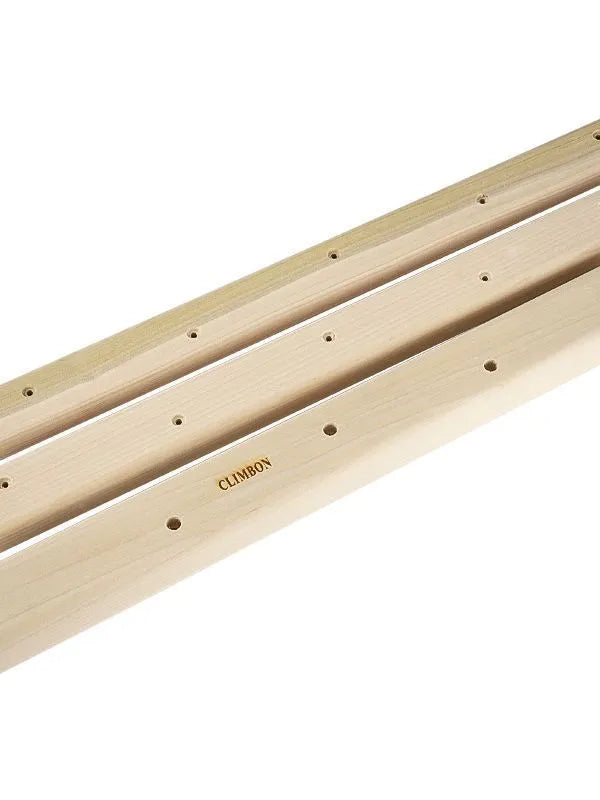 Set of three solid wooden fingerboards for grip strength training, showing different lengths and thickness profiles.