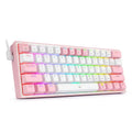 K617 RGB mechanical keyboard with white pink colour scheme and backlit keys