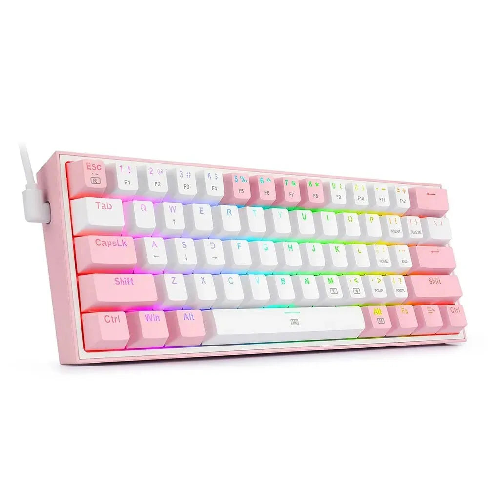 K617 RGB mechanical keyboard with white pink colour scheme and backlit keys