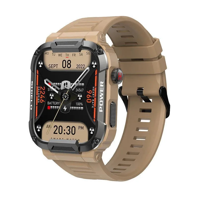 Smart three-proof watch with HD large screen in Army Green Glue showing health monitoring features