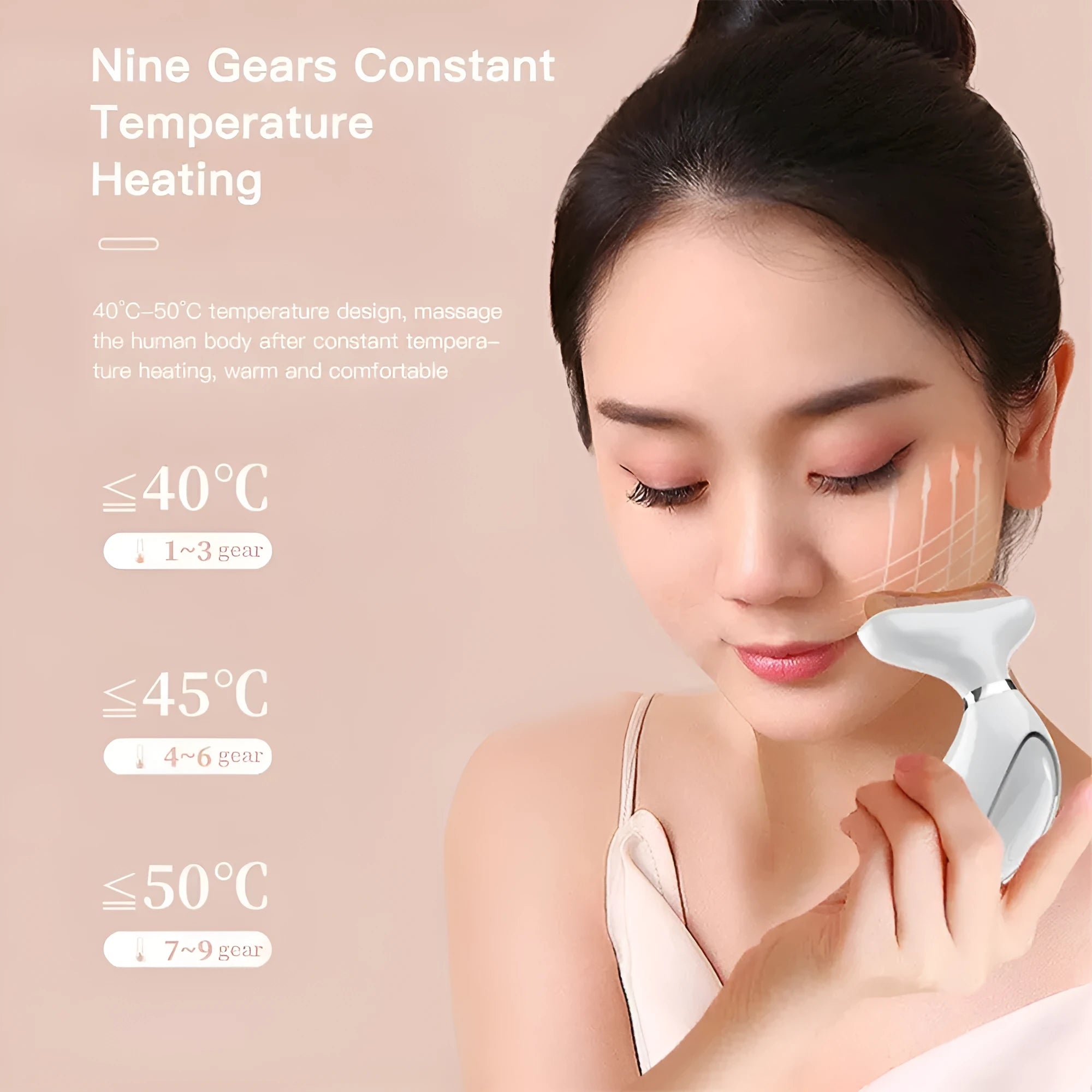 Household electric stone scraping facial massager with Black Stone finish, four gear levels, and temperature adjustment, includes essential oil bottles