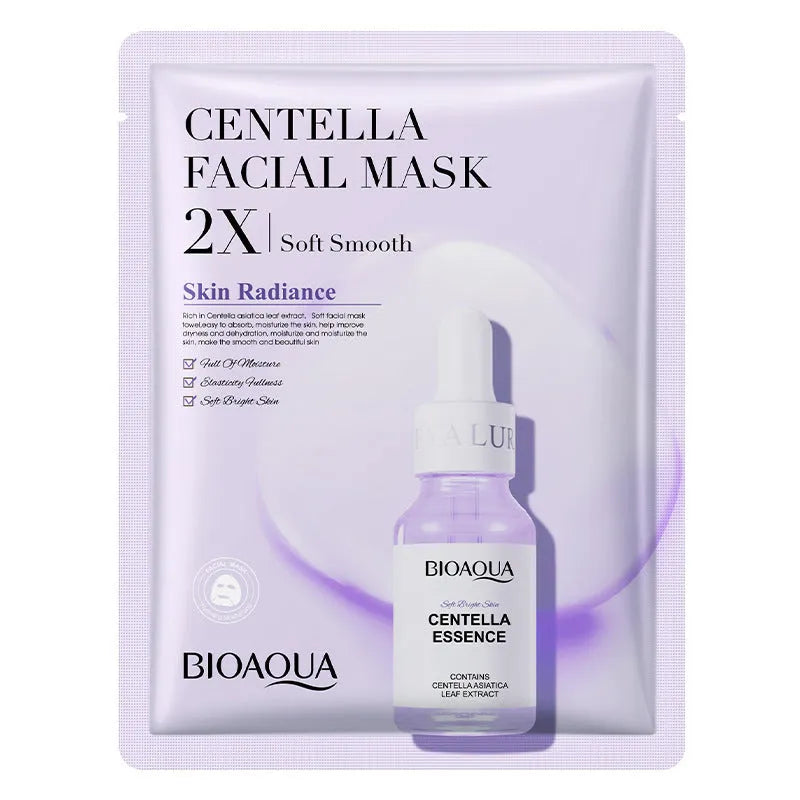 Single 30g collagen and hyaluronic acid facial sheet mask on packaging, with Centella, Vitamin C, Collagen variant options.