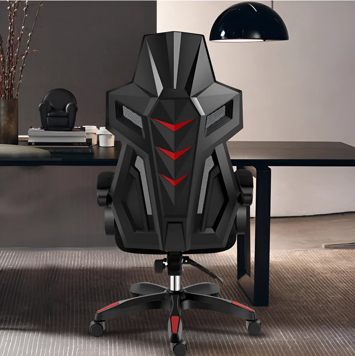 Ergonomic swivel office chair with black frame, mesh backrest, PP frame, and reclining seat