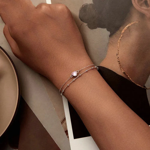 925 sterling silver bracelet with heart charm on adjustable chain
