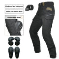 Motorcycle waterproof cycling pants with protective gear and belt in solid colour