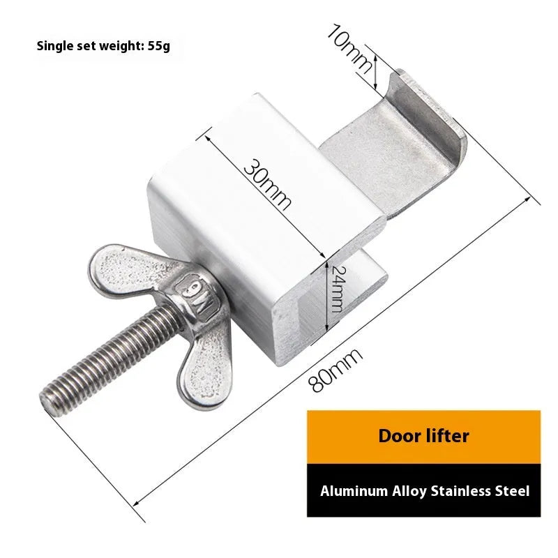 Portable hotel door stopper security lock in stainless steel and aluminium alloy with through-plug and shackle lock