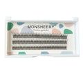 Black V-shaped fairy fishtail false eyelashes with thick segments in varying lengths on a clear band.