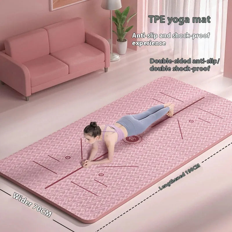 TPE non-slip gymnastic mat in mint green, shown in a widened 190cm x 70cm size.