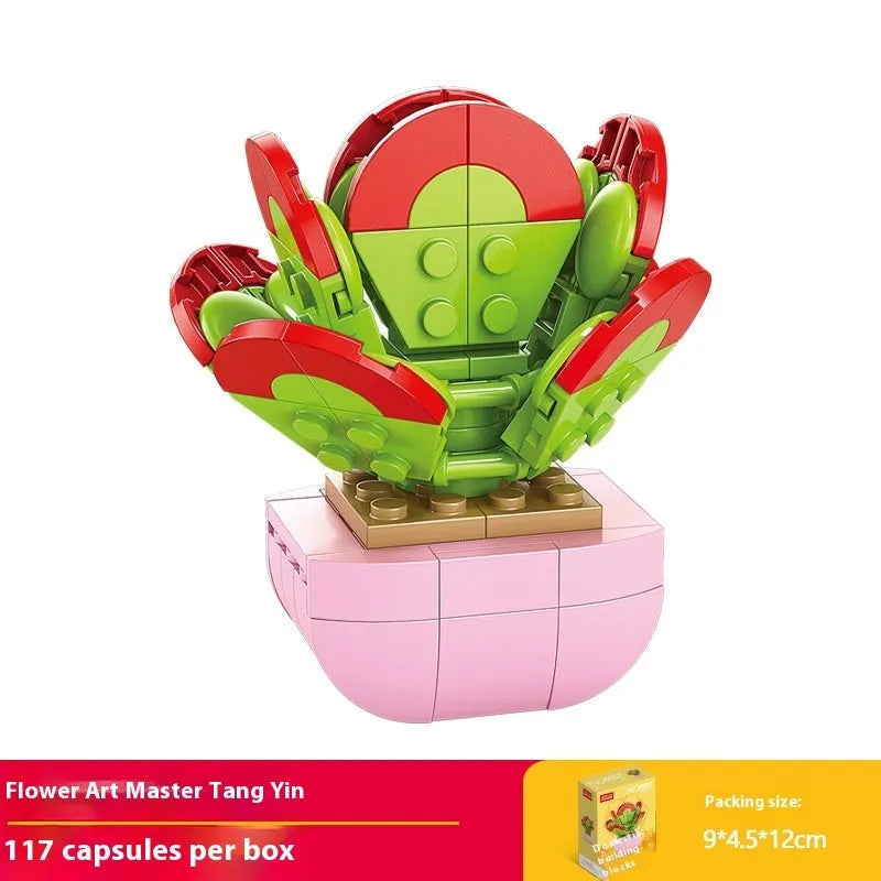 Plastic building blocks flower pot model assembly toy for teenagers