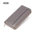 Women's genuine leather long wallet with RFID blocking in solid colours