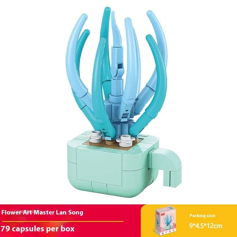 Plastic building blocks flower pot model assembly toy for teenagers