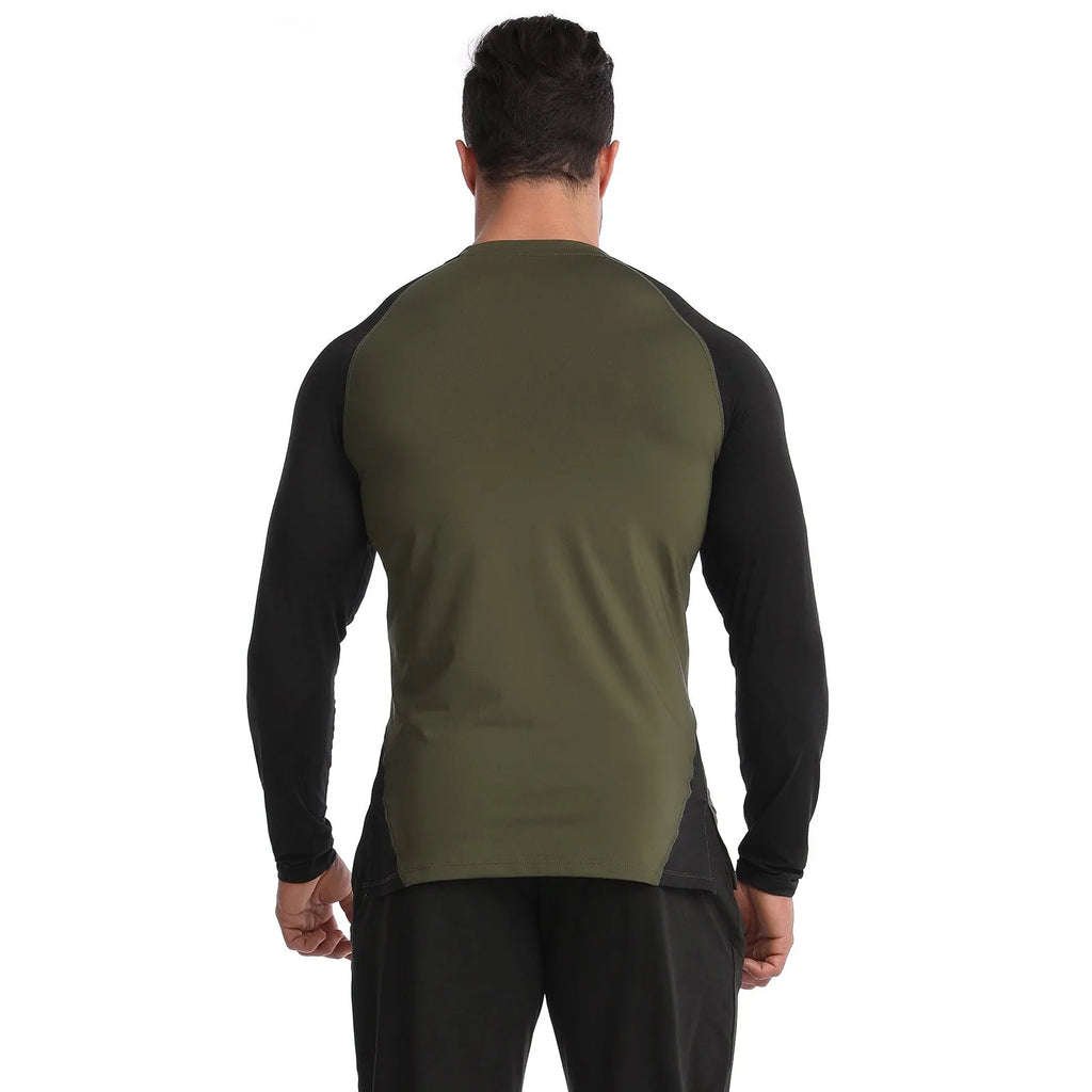 Men's high elastic quick-drying fitness long sleeve top in iron gray black for gym training