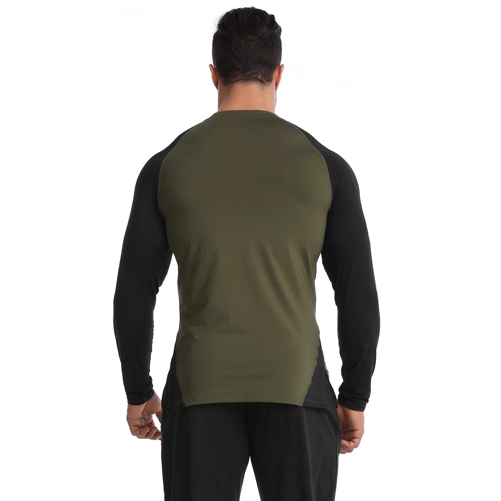 Men's high elastic quick-drying fitness long sleeve top in iron gray black for gym training