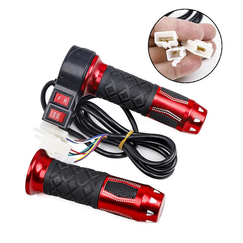 Three-speed rotary accelerator handle for electric car modification with 3-wire plug connector